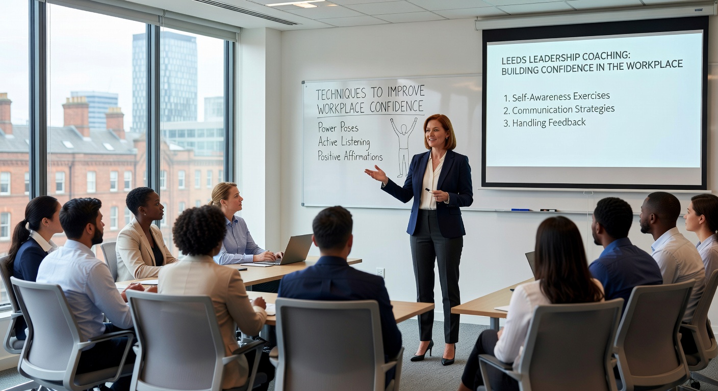 Executive coach demonstrating coaching techniques in a professional setting