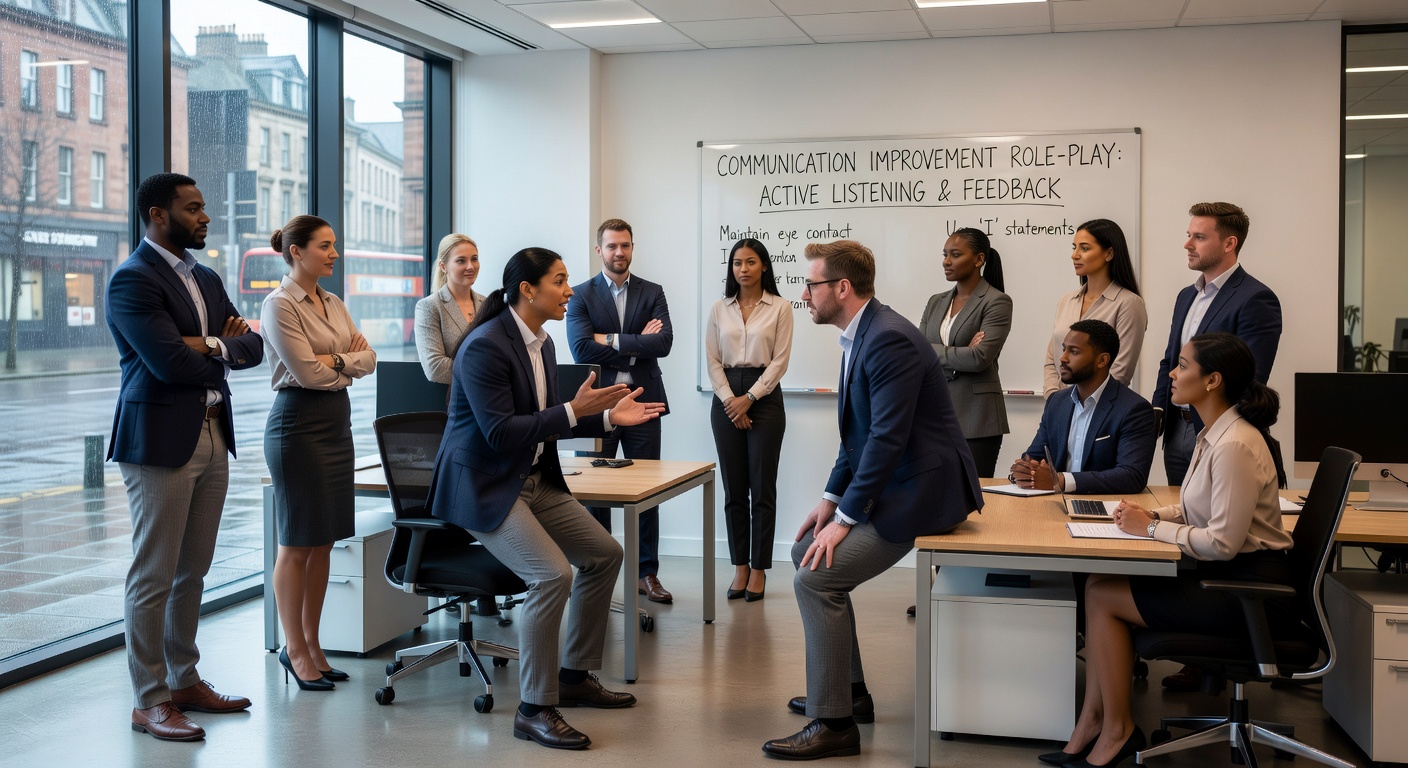 Leadership communication roleplay session in Glasgow