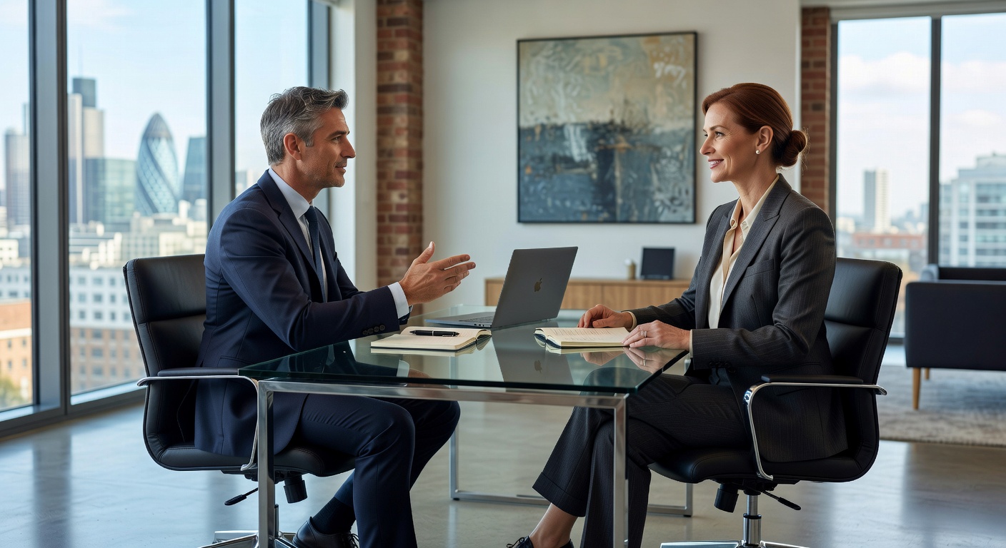 Executive coach and client in a focused one-to-one coaching session